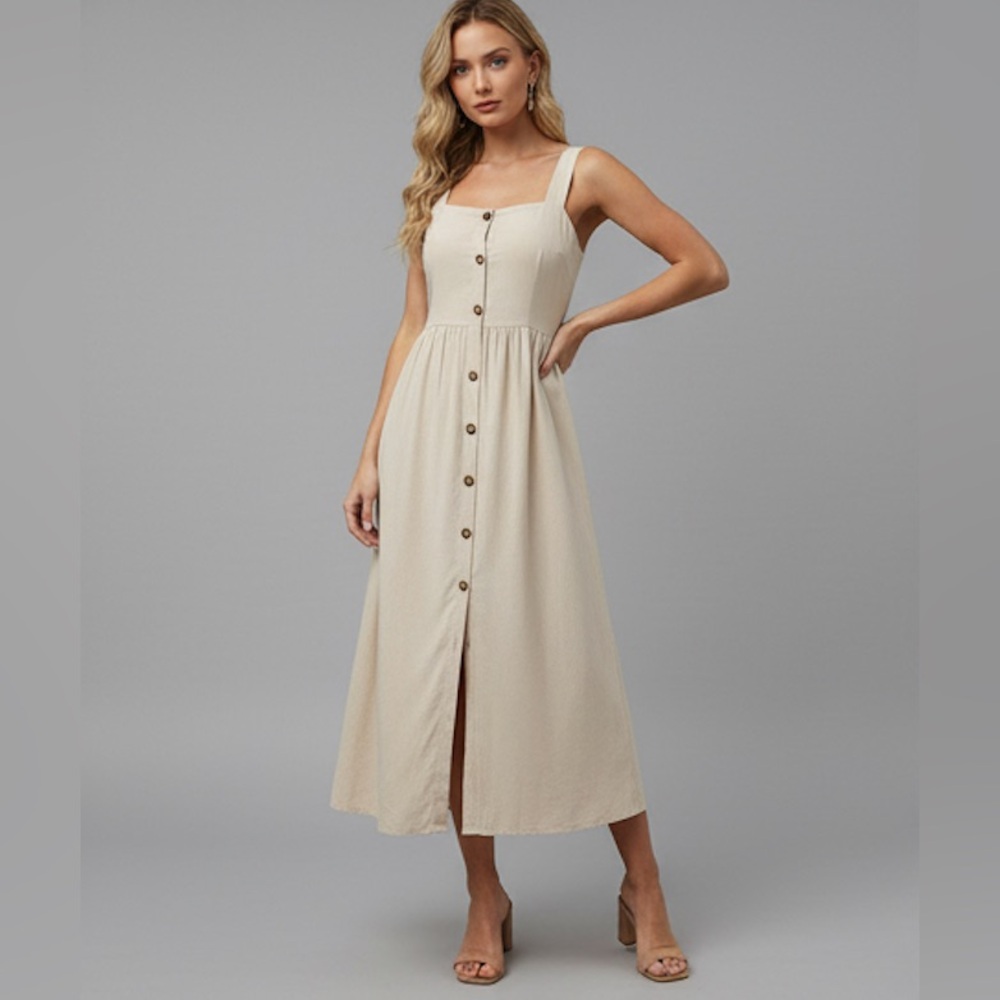 LAST ONE 🔥 Cotton Button Front Cami Dress - Picture 4 of 7
